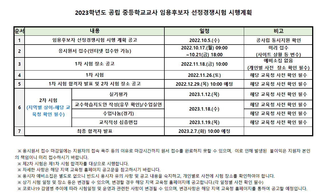 2023학년도 공립 중등학교교사 임용후보자 선정경쟁시험 시행계획.png